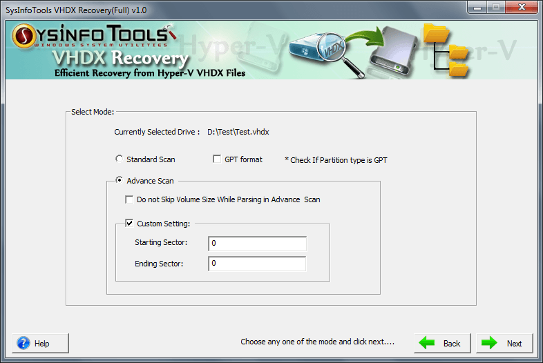 VHDX File Recovery screenshot
