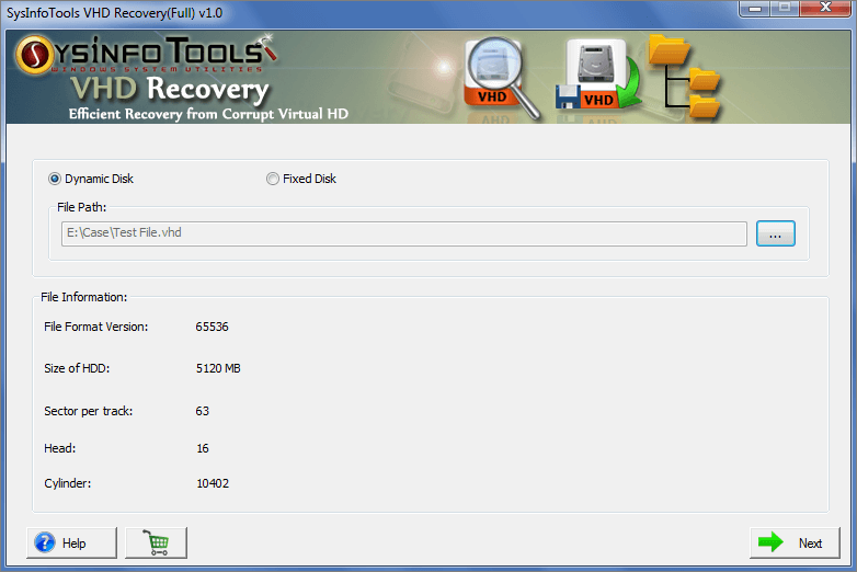 VHD Recovery Freeware Screenshot